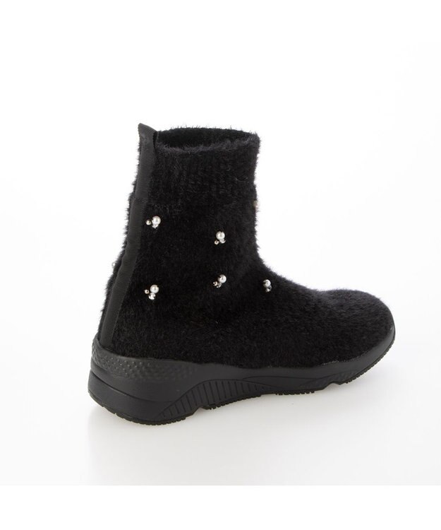 MODE ET JACOMO <carino>ビジュー付きニットブーツ ブラック