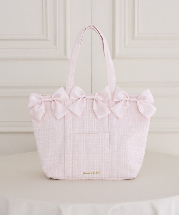 Maison de FLEUR ツイードボリュームリボントートバッグ Pink