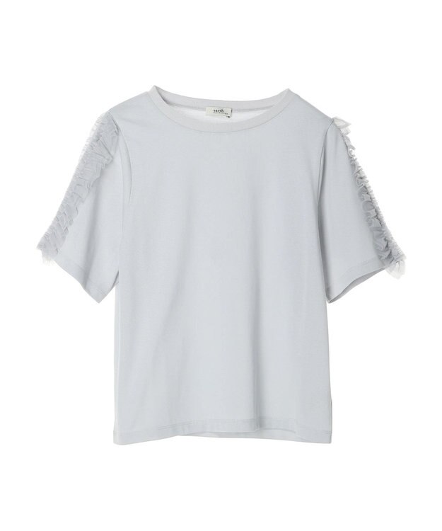 earth music&ecology チュールフリルプルオーバー Ice Gray