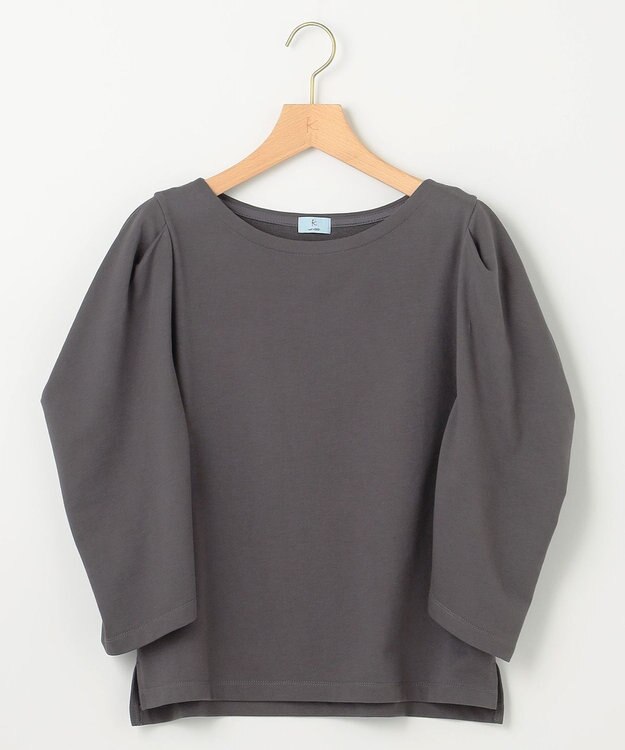 組曲 L ミニ裏毛ボリュームタックスリーブ カットソー チャコールグレー系