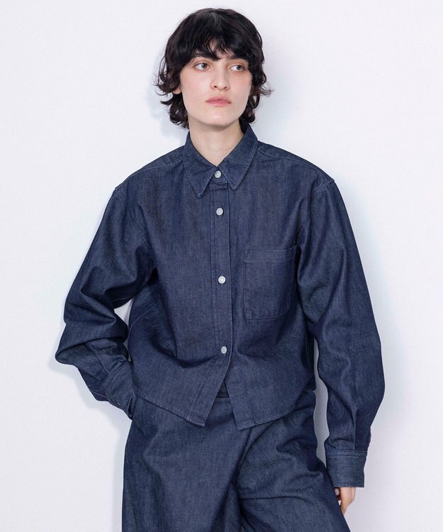 NAVE 【ReNave・セットアップ可/洗える】マーセライズデニムシャツ ネイビー系