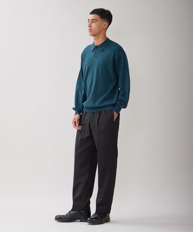 UNFILO MENS ライトウォーム ニットポロ グリーン