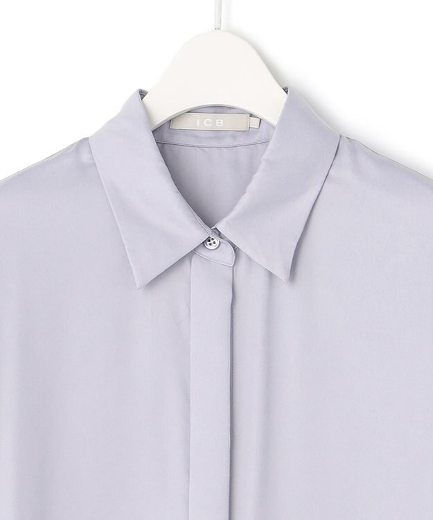 ICB 【洗える】 ルゼブフィブリルサテン シャツ ライラックグレー系