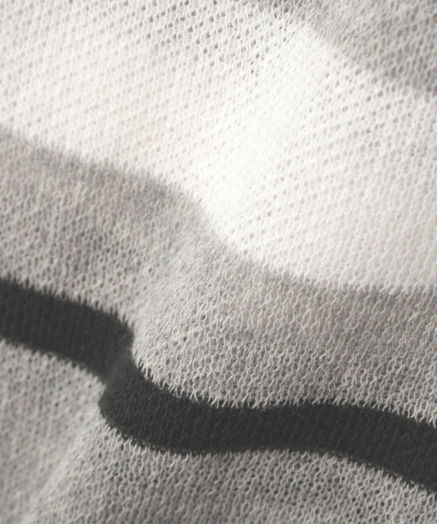 Green Parks 衿付き７分袖ニットプルオーバー Gray Mixture