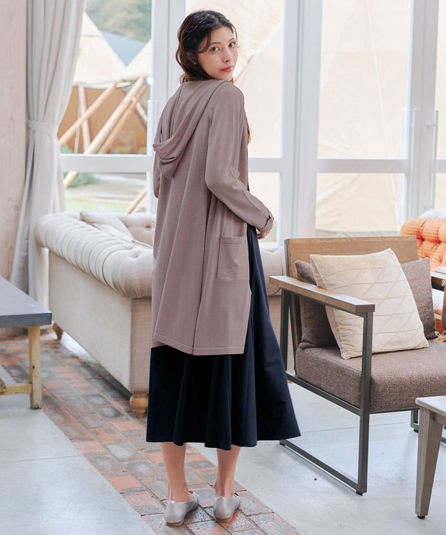 Tiaclasse L 【洗える新色追加・洗える】サマーニットフードロングカーディガン ピンク