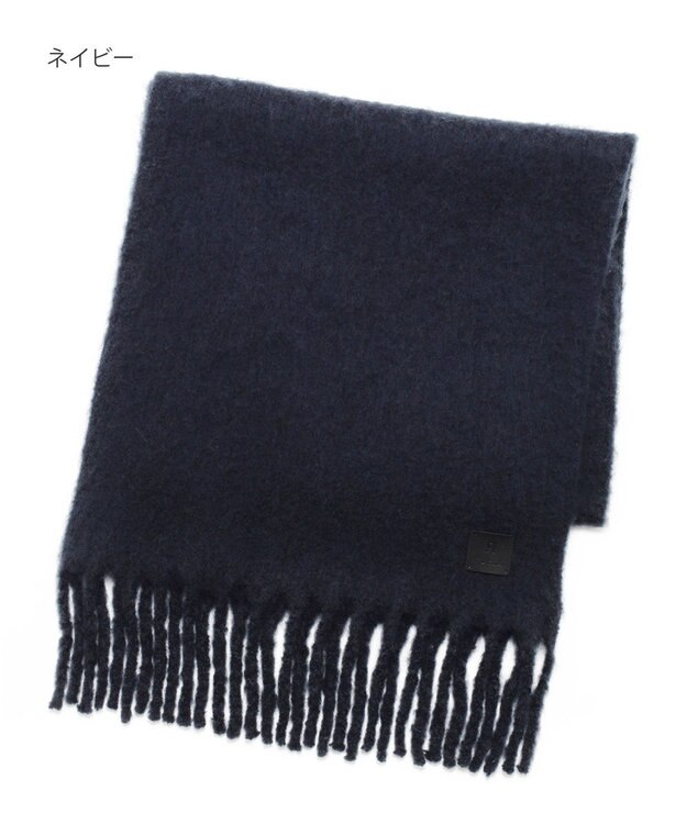 MOONBAT 【WEB限定】FURLA ウール混シャギー無地マフラー/幅40cm ネイビーブルー