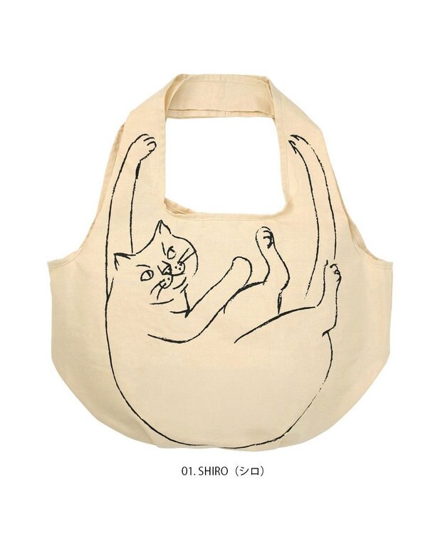 ROOTOTE 1188【折り畳み可能】EU.ラウンド.ブラサガリネコ-A 01：シロ