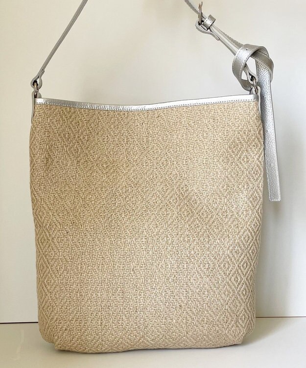 Hekhèr Le Style de Vie 【日本製 / A4サイズ対応 / 3WAY】ジュート×牛革 ショルダーバッグ large シルバー