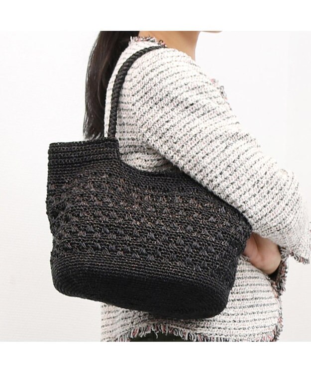 UNBILLION カシュカシュ cachecache / メタリックコード柄編みトートバッグ ブラック