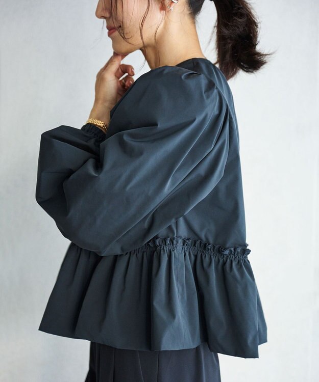 #Newans 撥水加工/UVカット機能付きペプラムライトブルゾン ネイビー