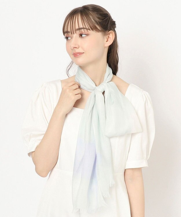 MOONBAT FURLA(フルラ) レーヨンラメブロックチェックストール／40×170cm ミントグリーン