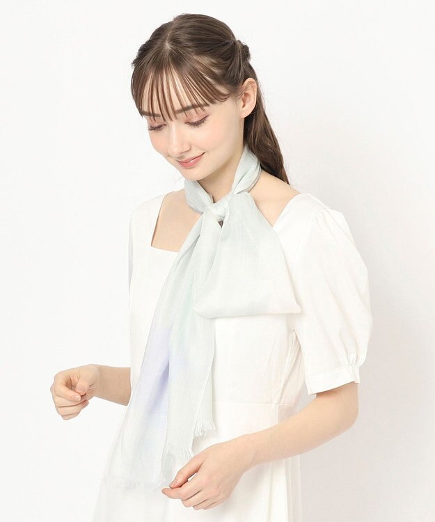 MOONBAT FURLA(フルラ) レーヨンラメブロックチェックストール／40×170cm ミントグリーン