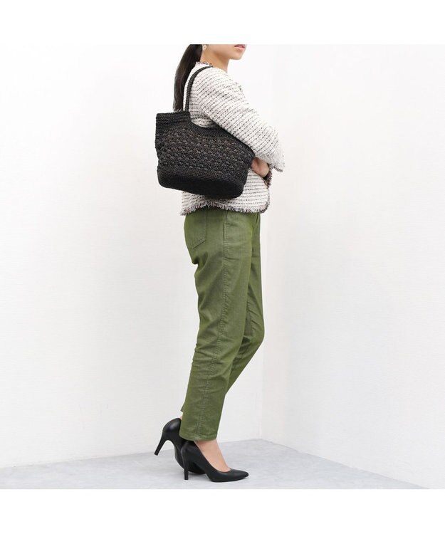 UNBILLION カシュカシュ cachecache / メタリックコード柄編みトートバッグ ブラック