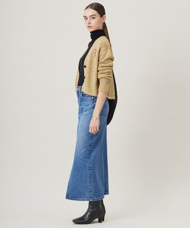 ICB 【洗える】リッチシャインニット カーディガン ゴールド系