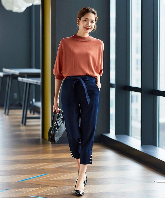 Tiaclasse L 【GOLD LABEL】【洗える】抗菌・防臭加工 ホールガーメント®ドルマンニット オレンジ