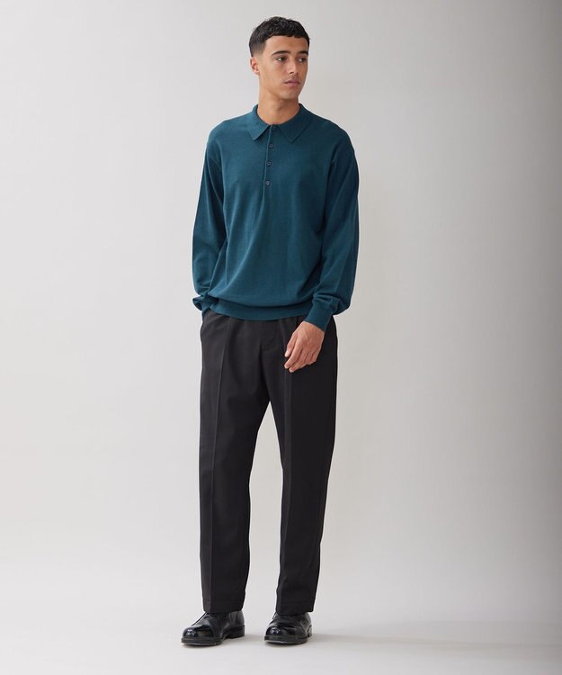 UNFILO MENS ライトウォーム ニットポロ グリーン