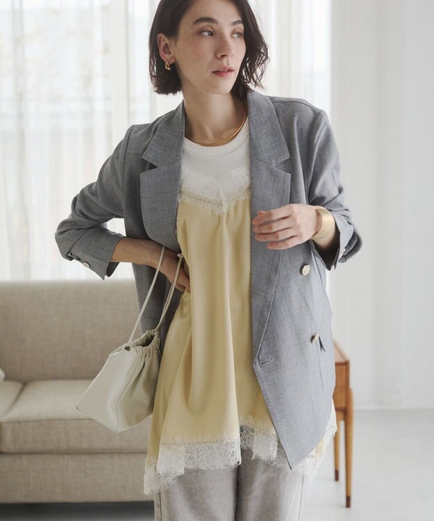 WEGO 【ANGIE VINTAGE】リネンライクジャケット グレー