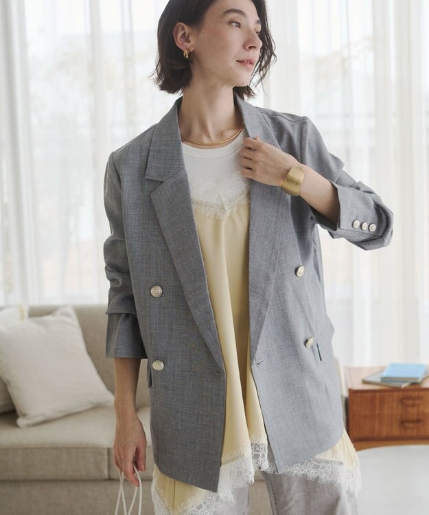 WEGO 【ANGIE VINTAGE】リネンライクジャケット グレー