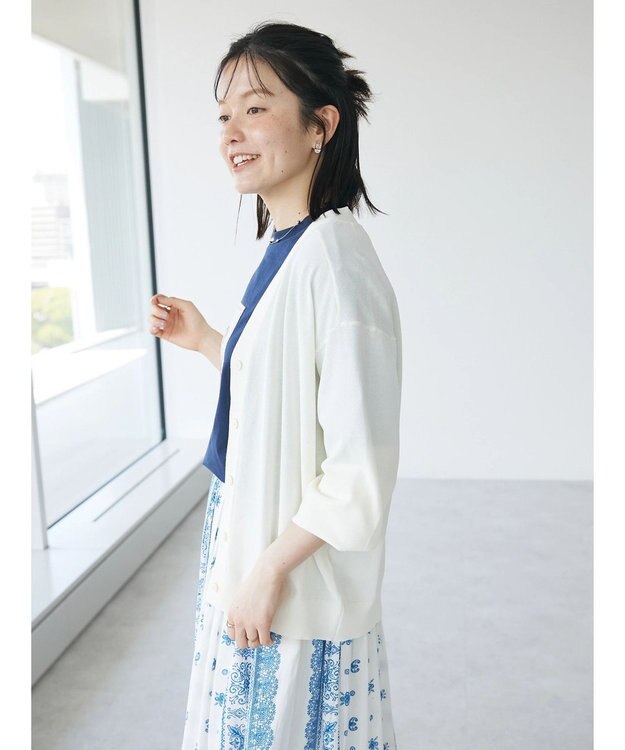 CRAFT STANDARD BOUTIQUE UVカット/接触冷感/マシンウォッシャブル/Vネックニットカーディガン Ivory