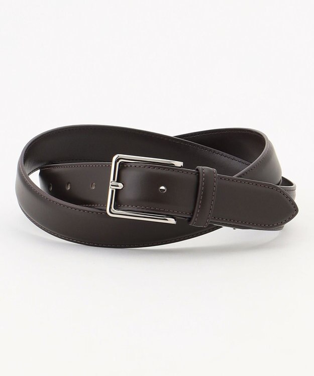 J.PRESS MEN 【定番】【定番】スムースレザー ベルト ダークブラウン系