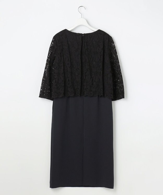 自由区 L 【17号サイズまで展開・カタログ掲載】トリアセダブルクロスレース ワンピース ネイビー