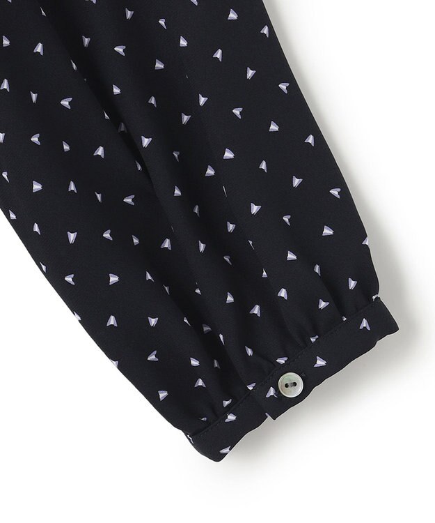 23区 【洗える】トライアングルプリント ボウタイ ワンピース ネイビープリント