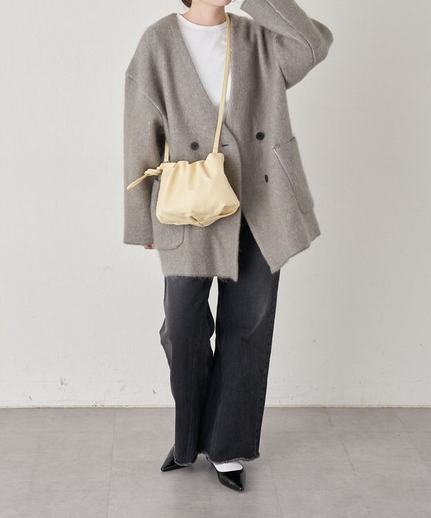 russet レザー巾着4WAYショルダーバッグ(CE-1454) CreamYE