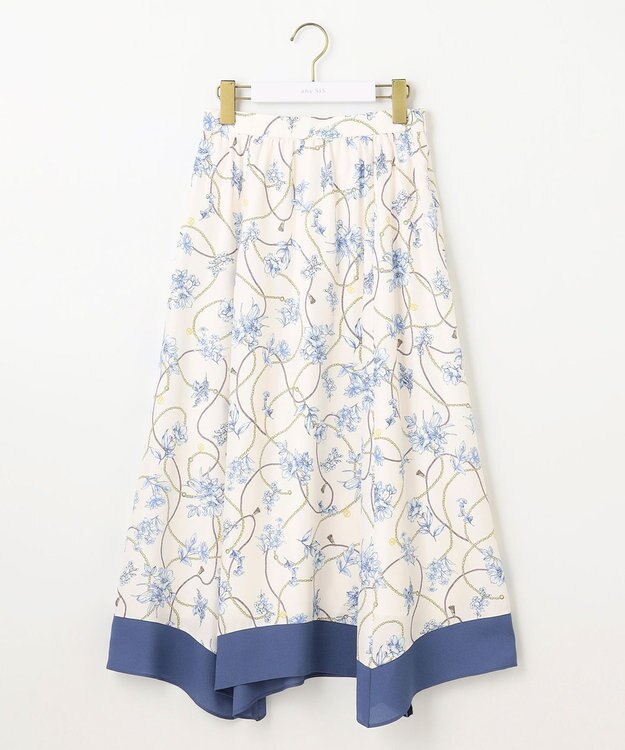 ANY SIS 【洗える】スカーフデザインプリント スカート アイボリーベース