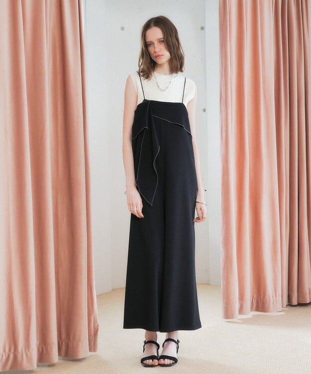 YECCA VECCA ラッフルキャミオールインワン Black