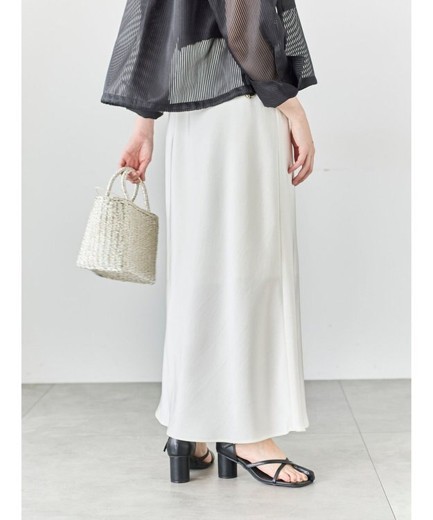 Te chichi バイアスサテンスカート オフホワイト