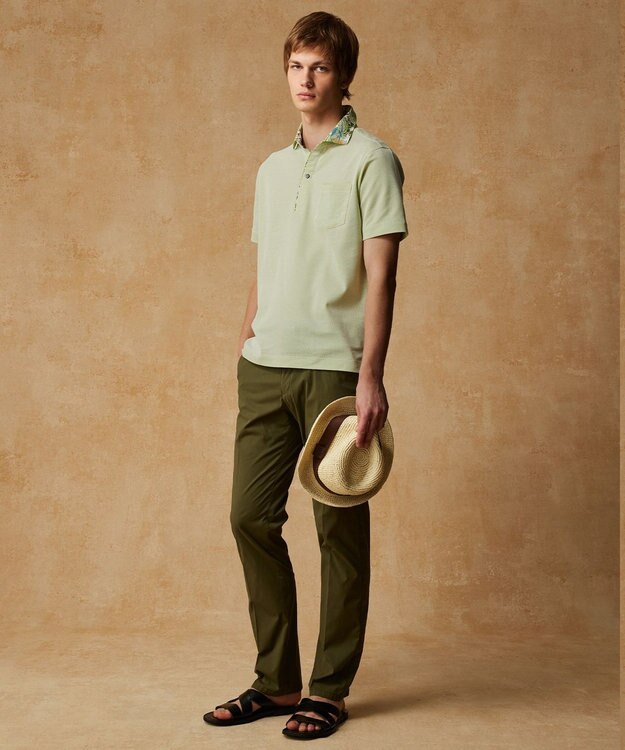 JOSEPH ABBOUD 【ウエストも伸びる!/ストレッチ/軽量/Eco撥水】マイクロピケストレッチ パンツ カーキ系