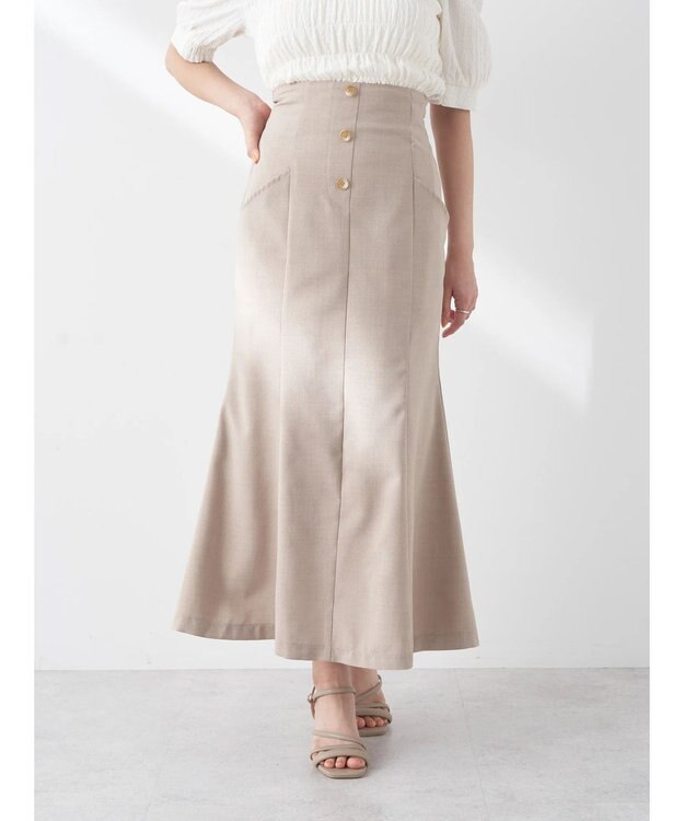 earth music&ecology フロントボタンマーメイドスカート Beige