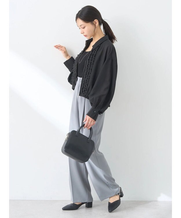 earth music&ecology フリルシャツ Black