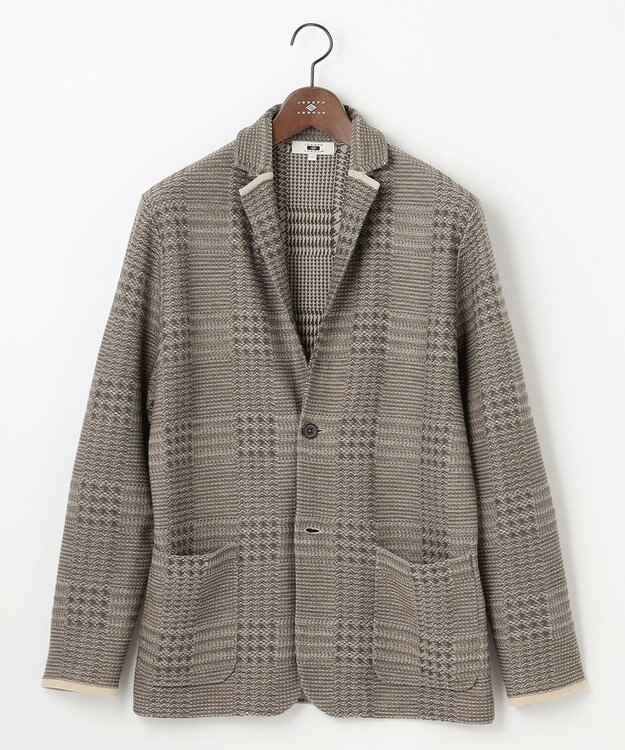 JOSEPH ABBOUD 【驚きの軽量ウール】KARLKARL チェック柄 ニットジャケット ベージュ系4
