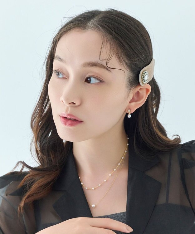 Phoebe 【生産終了】クラッシービジューヘアピン　ベージュ/ベロア ベージュ