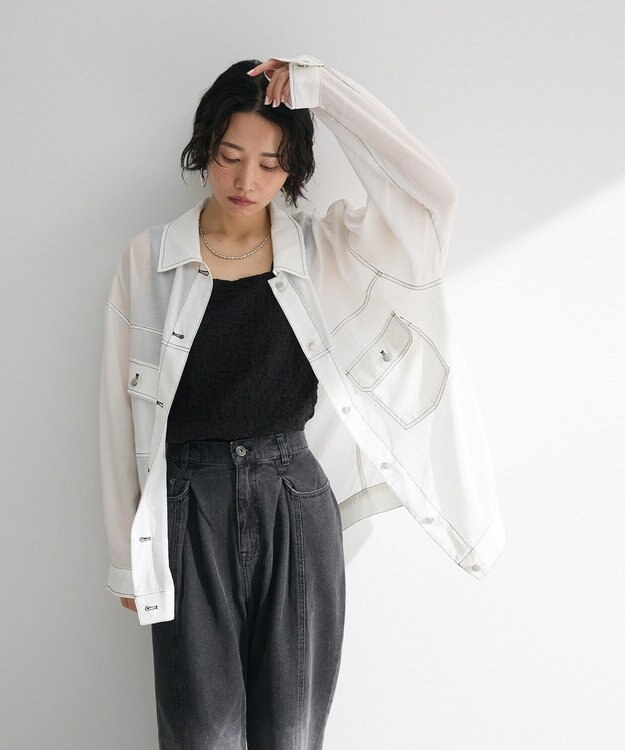 Green Parks ・ＥＬＥＮＣＡＲＥ　ＤＵＥ　カラーステッチシアーＧジャン Off White