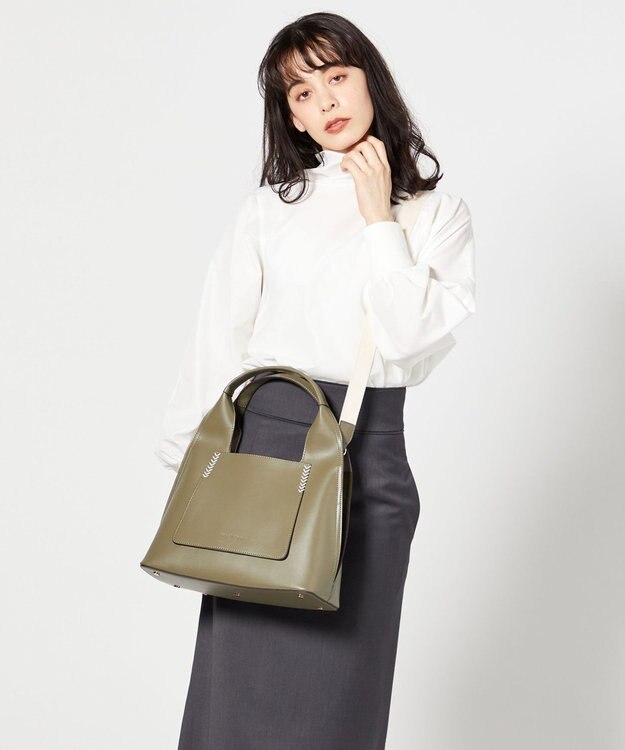LA BAGAGERIE 【veganview】triangle shape mini tote bag カーキ