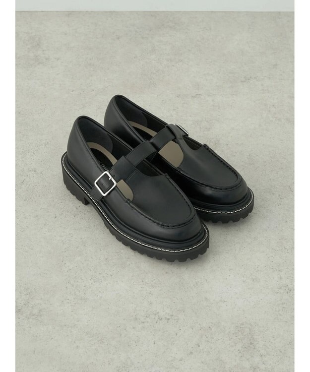 earth music&ecology ＯＲｉｅｎｔａｌＴＲａｆｆｉｃ　Ｔストラップシューズ Black