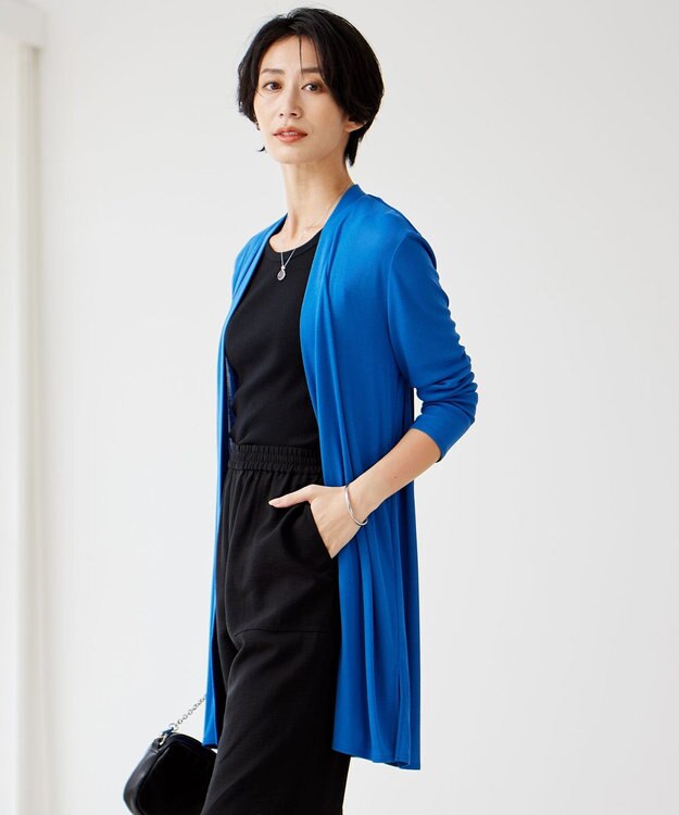 ICB L 【WEB限定カラーあり・接触冷感・UVカット】PINION ロングカーディガン ラピスラズリ系