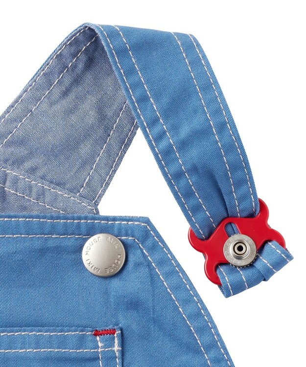 MIKI HOUSE HOT BISCUITS 【ミキハウス】【70-100cm】６分丈オーバーオール ストームブルー