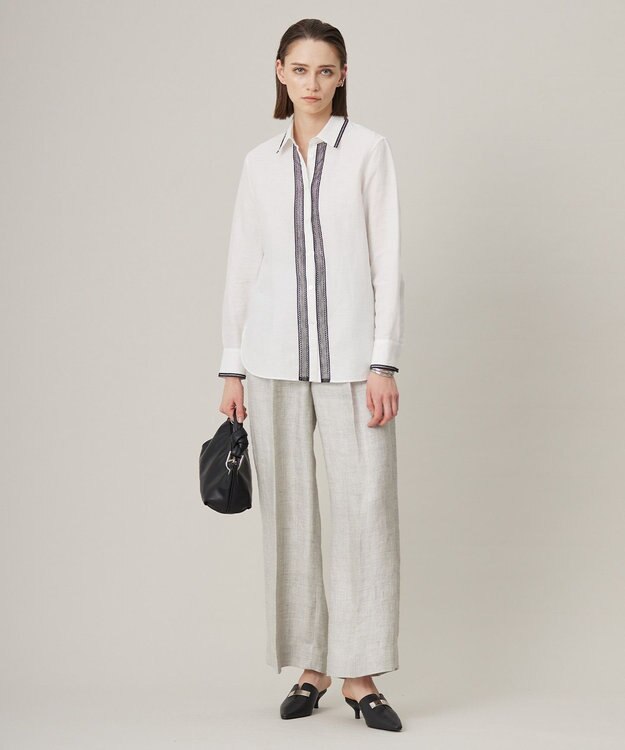 ICB 【日本製】トリアセリネンシャイニーツイル ワイドパンツ ライトグレー系