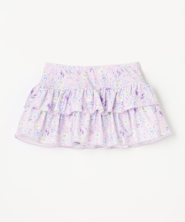 ANY KIDS ギンガムチェック×花柄セパレート水着 ラベンダーギンガム×花柄