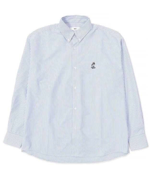 WEGO 【ユニセックス着用ITEM/MLサイズ展開】オックスフォードワンポイントシャツ（LS） ブルーストライプ