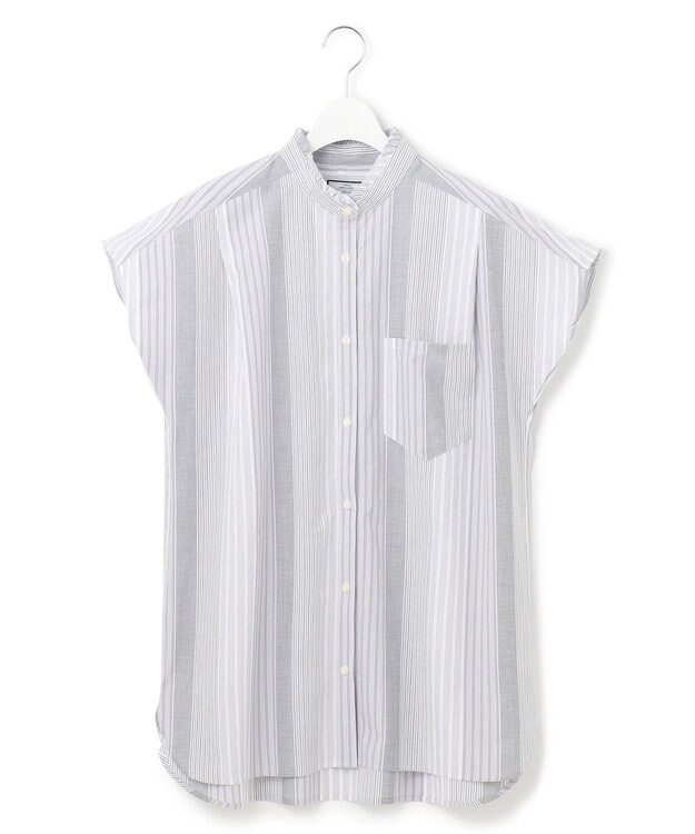 J.PRESS YORK STREET 【WOMEN】キャップスリーブ マルチストライプブラウス グレー系1