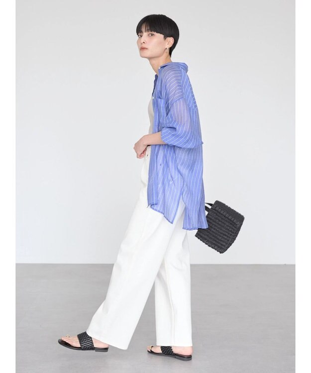 AMERICAN HOLIC シアーＣＯＯＬポケット付きルーズシャツ Stripe