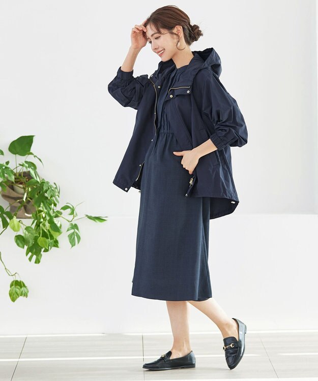 Tiaclasse 【洗える】撥水ドロストマウンテンパーカ― ネイビー