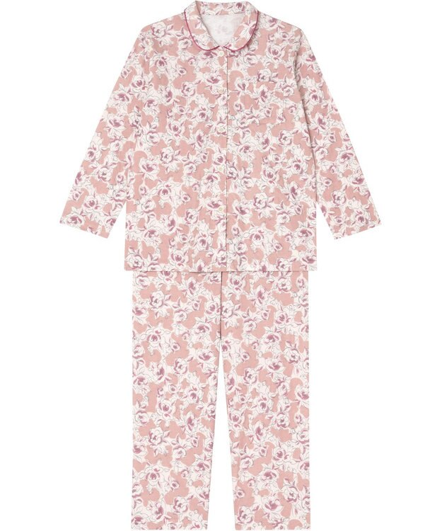 Wing パジャマ 長袖 長ズボン 綿100％(肌側) ふんわりやわらか素材 保温性 ゆったりシルエット シャツタイプ レディース EP5067 ウイング／ワコール ピンク