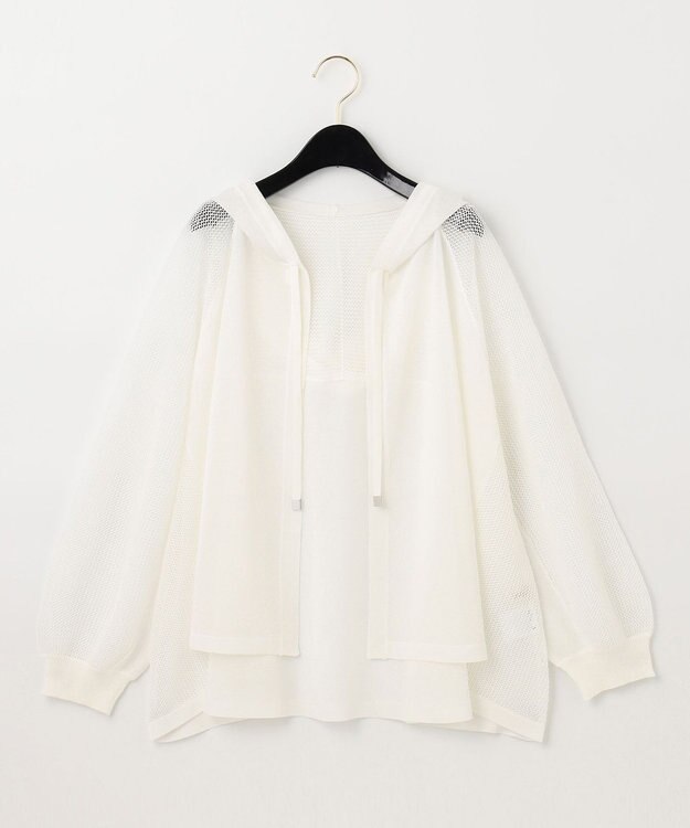 GRACE CONTINENTAL メッシュニットフーディー ホワイト