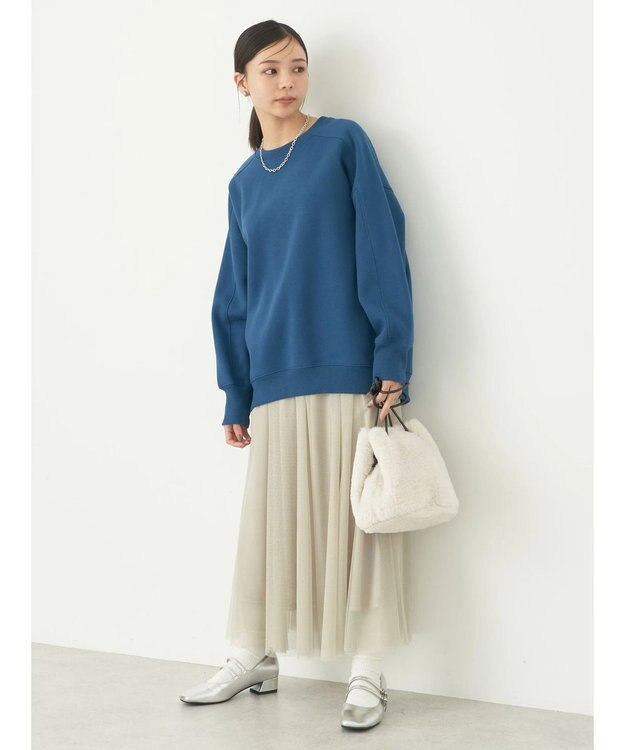 earth music&ecology 裏起毛チュニック Deep Blue