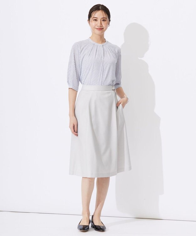 J.PRESS LADIES 【セットアップ対応・洗える・UVケア・速乾】 OXIJEWELストレッチ スカート シルバー系